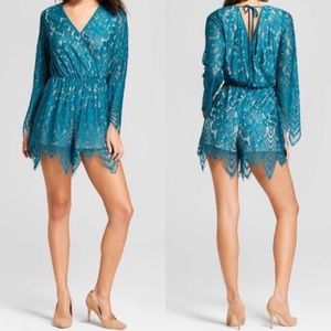 Teal Lace Romper